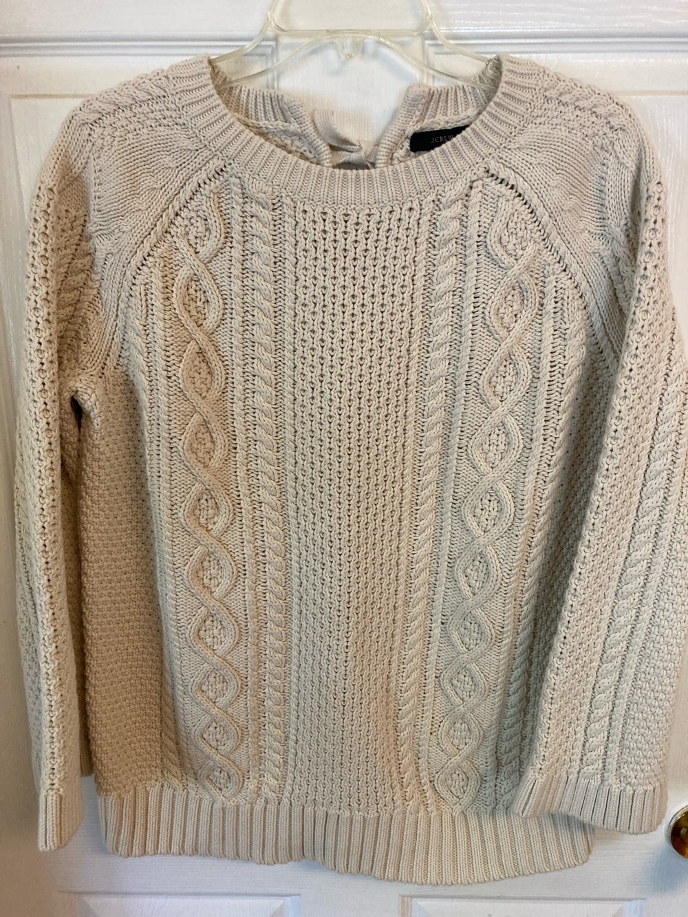 J. Crew Cream Oversized Cable-Knit Crewneck Sweater